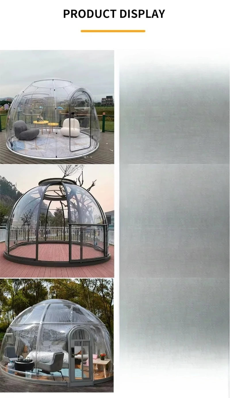 6-8 Person Inflatable Geodesic Bubble Dome Tent, Portable Foldable Igloo House for Outdoor Glamping Resort Party and Event Use