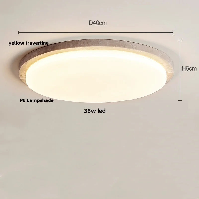 IWHD Wabi Sabi LED Ceiling Lamp Dining Room Restaurant Coffee Yellow Travertine Stone Minimalism Hanging Lights Lamparas Techo
