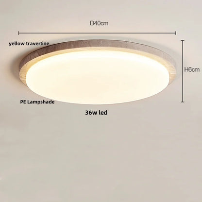 IWHD Wabi Sabi LED Ceiling Lamp Dining Room Restaurant Coffee Yellow Travertine Stone Minimalism Hanging Lights Lamparas Techo