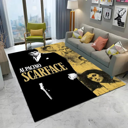 Scarface 3D Classic Movie Tony Carpet Rug for Home Living Room Bedroom Sofa Doormat Decor,kids Play Area Rug Non-slip Floor Mat