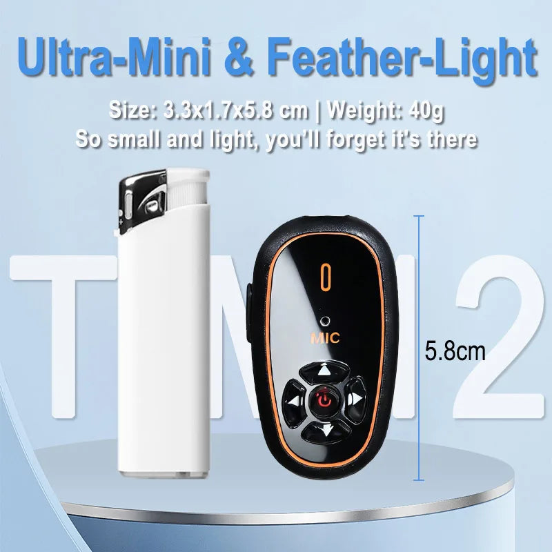1PC Super Mini Walkie Talkies with Headset AI Voice Control Upgraded Versio Hands-Free  Charging 16Channels for Restaurant Hotel