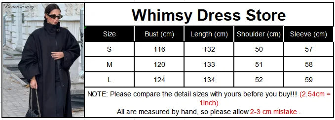 Women Black Long Solid Color Trench Coat Stand Collar Loose Drop Shoulder Single-breasted Windbreaker Lady Commute Outing Wear