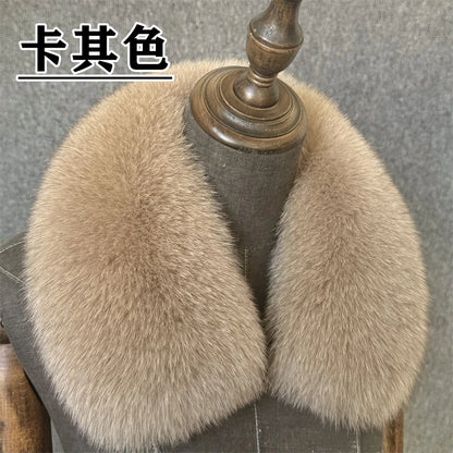 Natural Fox Fur Collar Removable Real Fur Square Collar for Coat Fashion Accessory for Women down Jacket Large Scarf Scarves