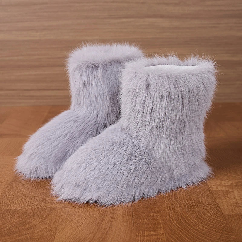 Winter Fluffy Ankle Boots Female Casual Plarform Women's Shoes Plush Luxury Designer Indoor Outdoor Fuzzy Fur Snow Booties Trend