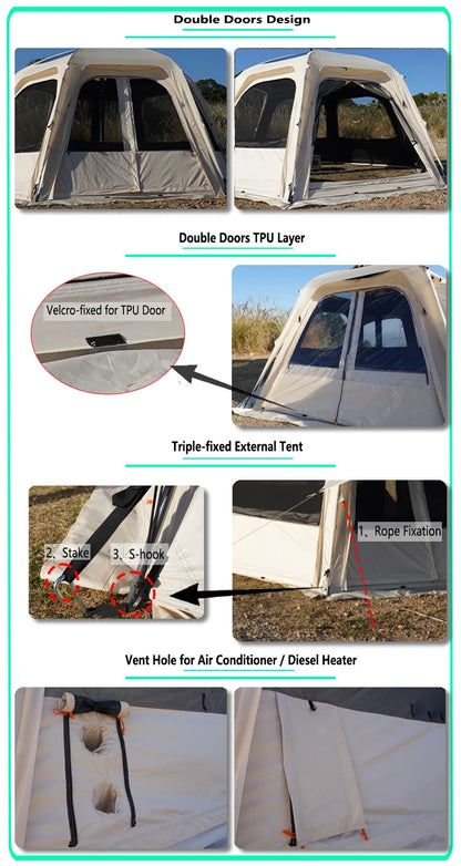 Hot Selling Large Connectable Big Family Camping Tent Dia. 460cm Geodesic Dome Tent with Modular Pod Tent Design 5 Bedrooms