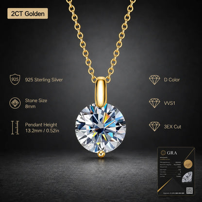 LongZhe S925 Silver Moissanite Mermaid Tear Necklace 1CT 2CT D Color GRA Certificate Diamond Tester Passed Fine Jewelry Gift