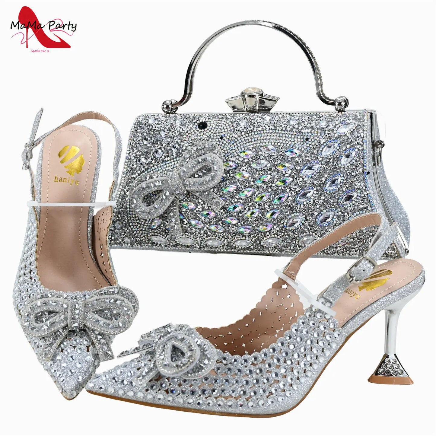 Designer Bag Luxury Ladies High Quality Italian Shoes Matching Bag in Royal Blue Color with Appliques for Wedding Party