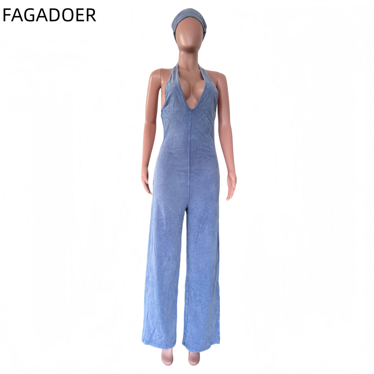 FAGADOER Fashion Solid Color Off Shoulder Halter Jumpsuits Sexy Back Hollow Out Ruched Rompers Casual Sports Fitness Playsuits
