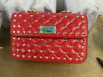 2026 New Fashion Women Sheepskin Leather Rivet Handbags Chain Bag Designer Shoulder Bags Luxury Woman Messenger Bags