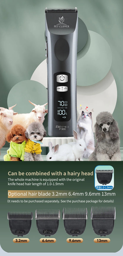 Fenice Cordless Rechargeable Pet Clipper Low Noise Professional Pet Hair Cutting Machine Grooming Trimmer Shaver Kit for Animals