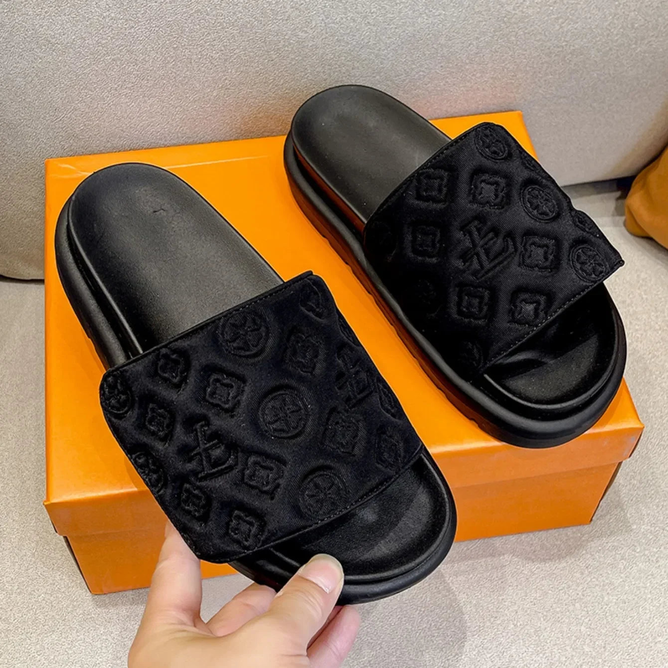 Magic Tape Flat Slippers Women Summer Luxury Shoes woman Brand Platform Sandals Ladies Height Increase Flats Slides Slippers