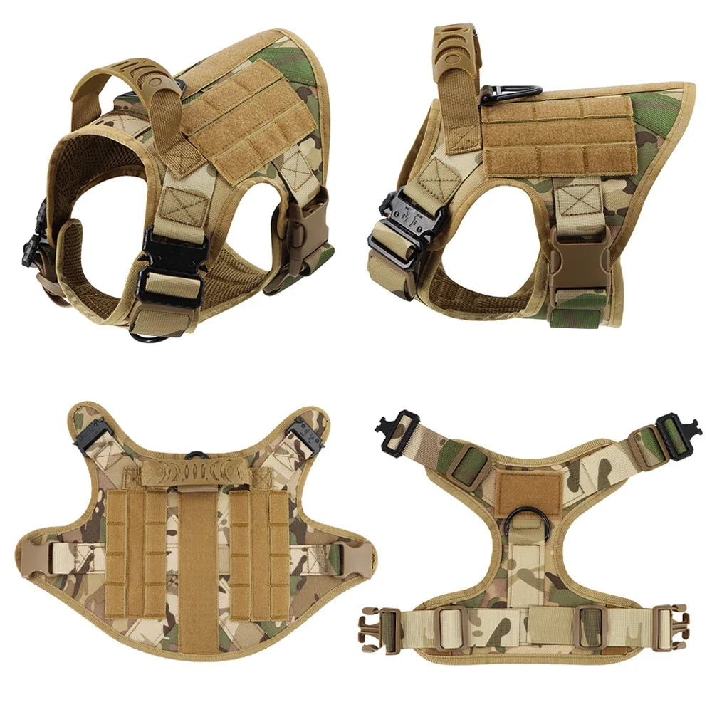 Dog Harness for Large Dogs Leash Collar Molle Pouch Military Harnesses French Bulldog Pet Tactical Training Vest Dog Accessories
