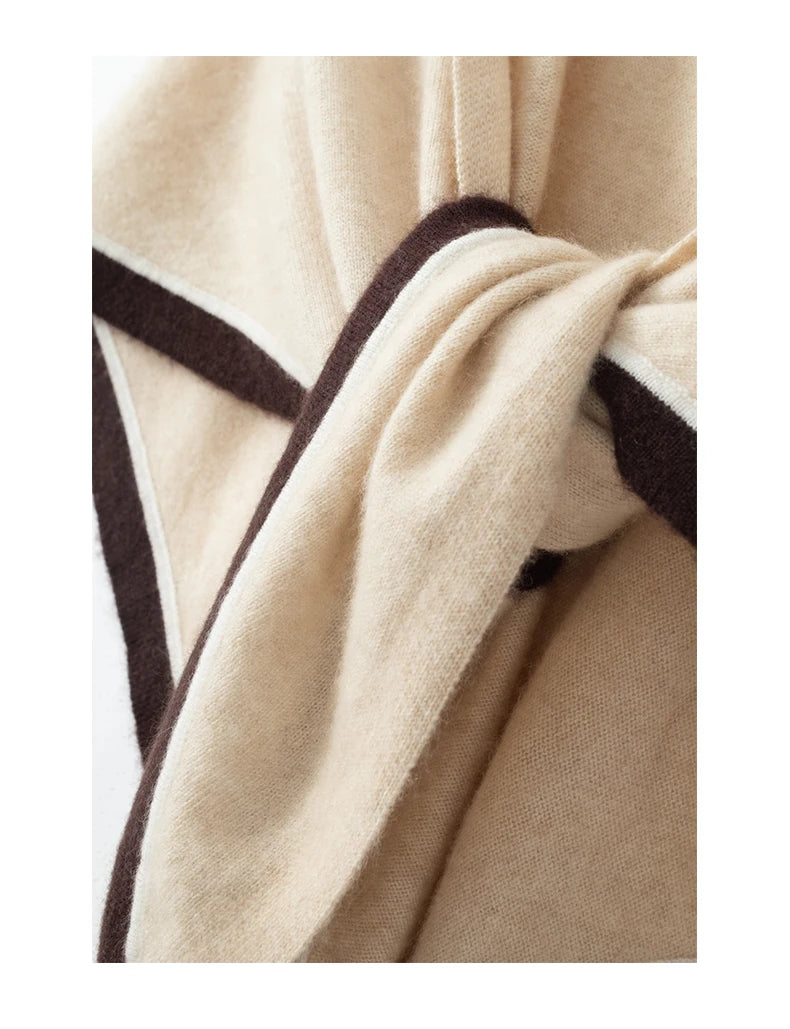 High quality triangular design women's 100% cashmere scarf fashionable shawl winter knitted warm neck protection adult scarf
