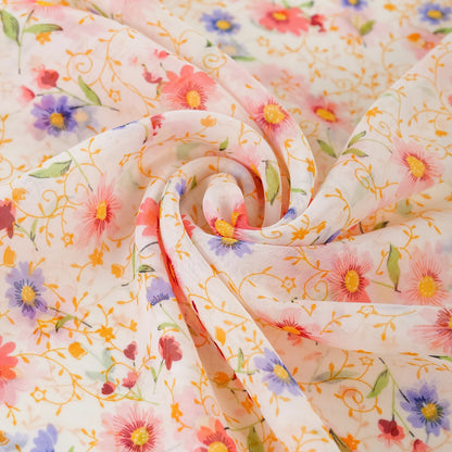Summer Floral Printed Scarf Elegant Lightweight Chiffon Silk Shawls Travel Beach Sunscreen Towel Fashion Headband Turban