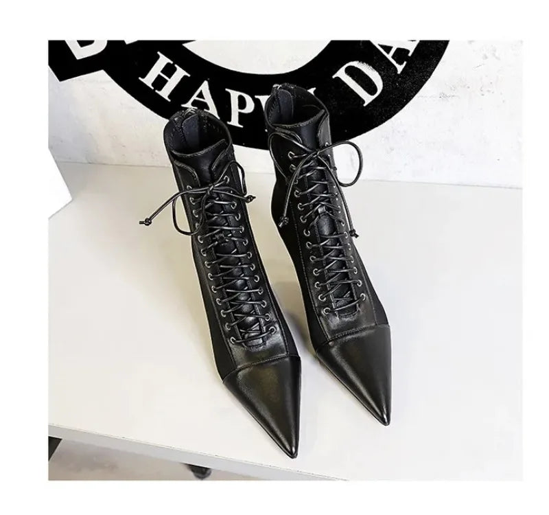 Women's Ankle Boots Sexy Pointed Tip High Heels for Woman Fashion Self Cultivation High Heeled Boots Designer Shoes Botas Mujer