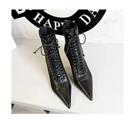 Women's Ankle Boots Sexy Pointed Tip High Heels for Woman Fashion Self Cultivation High Heeled Boots Designer Shoes Botas Mujer