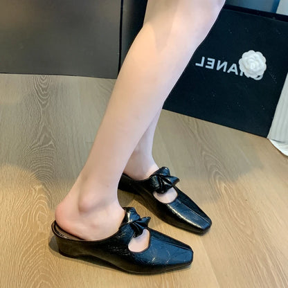 Women Heeled Sandals Slingback Mules Leather Shoes Summer Slippers 2026 Luxury Mary Jane Shoes Comfort Flip Flops Mujer Slides