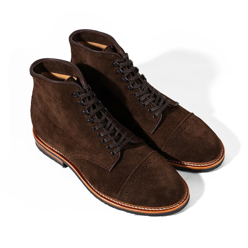 New Handmade Cow Suede Leather Men Shoes Vintage British Autumn Winter Business Ankle Boots Work Tooling Motorcycle Boots