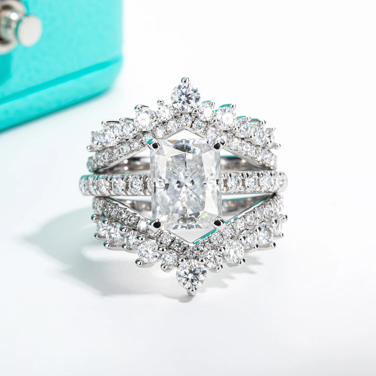 AnuJewel 3ct D Color Radiant Cut Moissanite Engagement Gold Plated 925 Sterling Silver Rings For Woman Customs Jewelry Wholesale