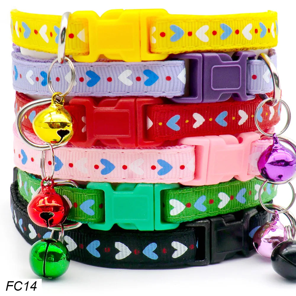 100Pcs Dog Collar With Bells Adjustable Customize Necklace Puppy Kitten Collar Accessories Pet Shop Products Rabbit Neck Strap