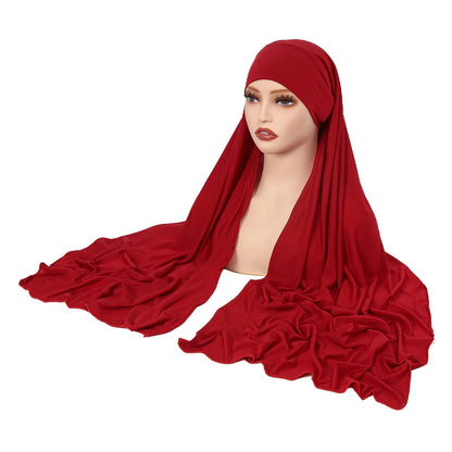Crystal Hemp Women's Hijab Solid Color Muslim Ladies Turban Soft Elastic Headscarf Middle Eastern Head Wrap Head Scarf