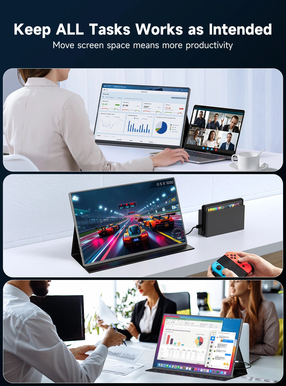 UPERFECT Portable Monitor 4K 1200 Nits 16" Laptop Monitor 3840*2400 UHD HDR FreeSync 16:10 1500:1 USB-C & MINI HDMI VESA & Smart Case Travel Second Screen for PC Phone Xbox Switch