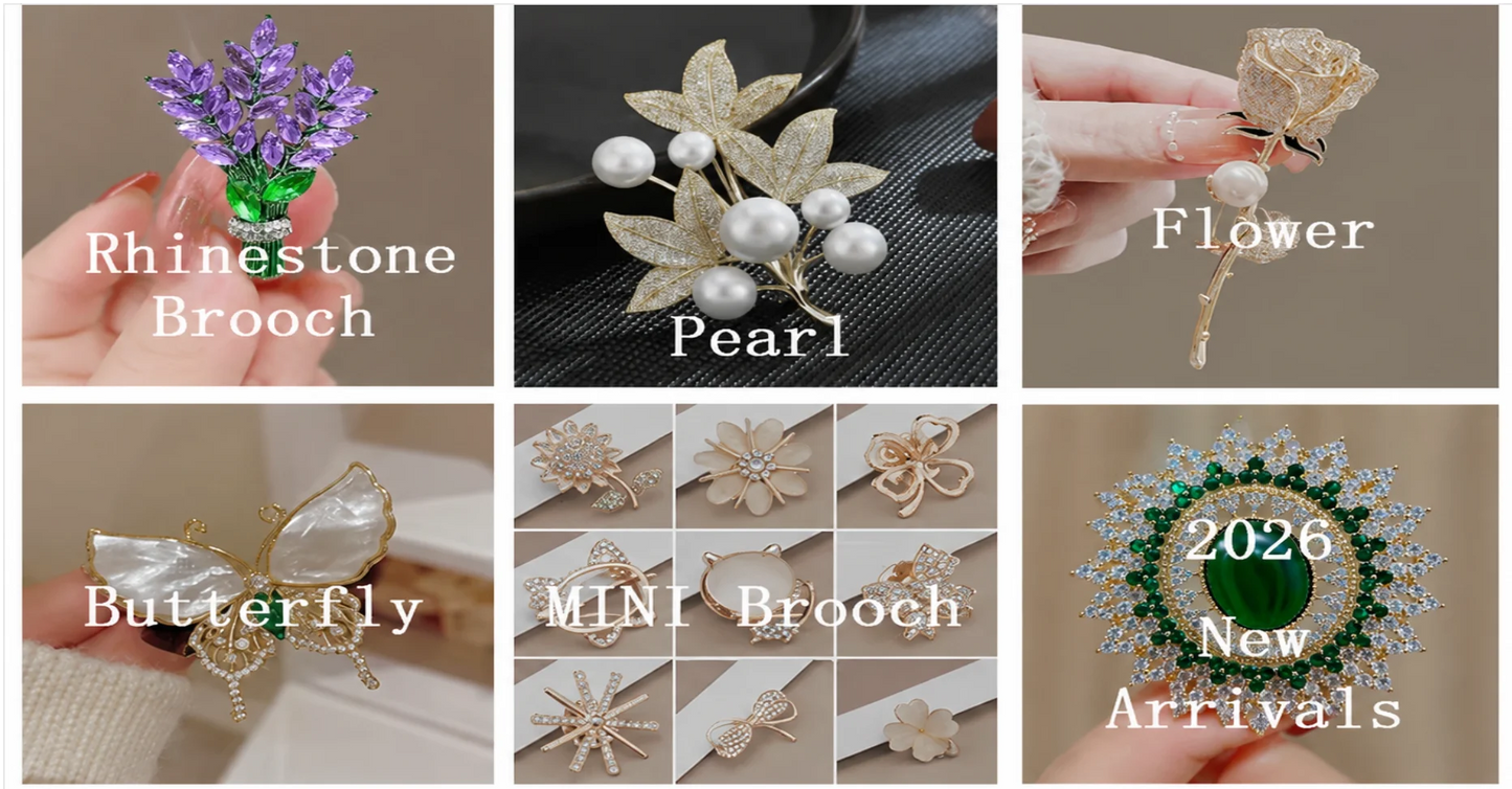 Elegant Crystal Bauhinia Brooches for Women Fashion Rhinestone Bouquet  Brooch Wedding Jewelry Clothing Coat Lapel Pins