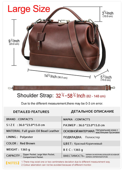 CONTACT'S Genuine Leather Top Handle Bags for Women Sling Shoulder Bags Tote Bag Handbags Metal Frame Female Bags Ladies Fashion