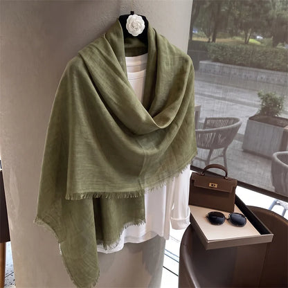 New Long Scarf Women Cotton Scarf Beach Hijab Shawls and Wraps 2026 Luxury Brand Solid Color  Echarpe Designer