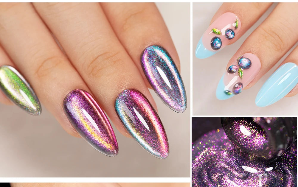 AWStorG 7.5ml Starlit Chameleon Cat Magnetic Gel Nail Polish Double Colors Semi Permanent UV Gel Varnish Need Black Base
