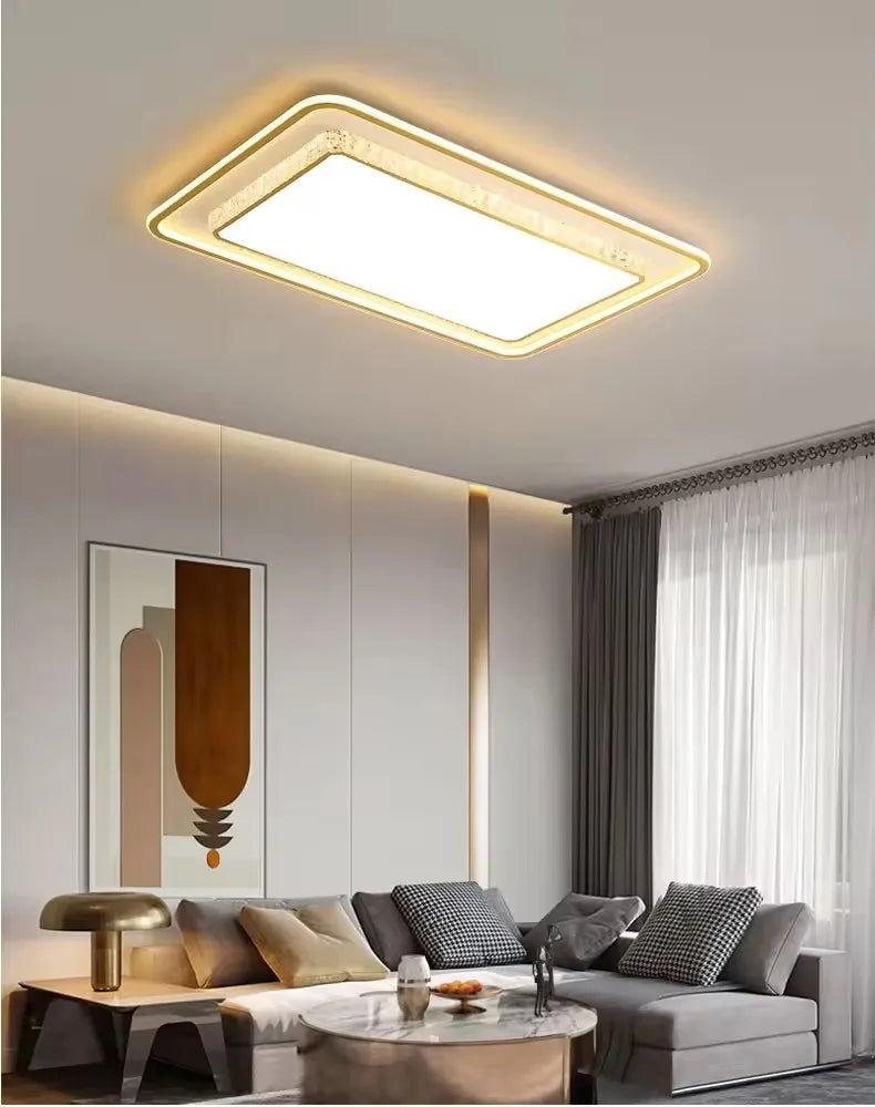 Luxury Living Room Lights Lustre Home Decoration LED Ceiling Lamp Modern Square Acrylic Gold Hall Bedroom Dining Room Fixtures