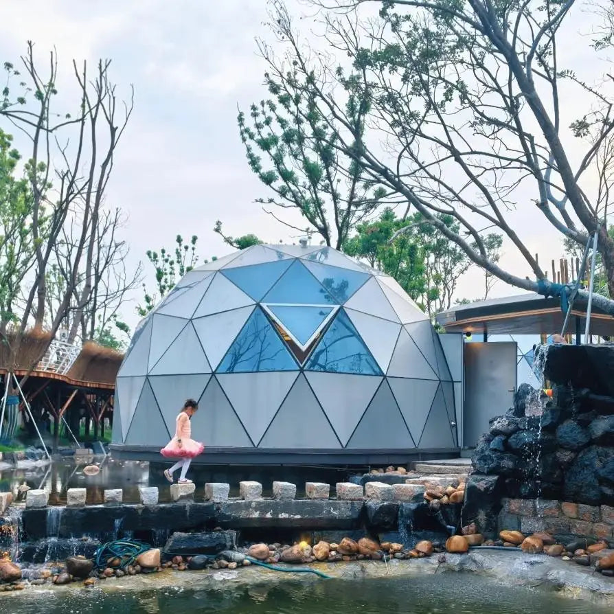 Luxury Transparent Glass Geodesic Dome Tent Aluminum Frame Four Season Outdoor Glamping House Hotel Resort Custom