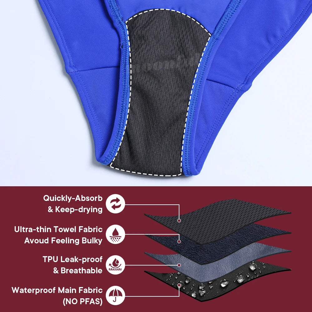 One Piece Period Swimwear Teenage Menstrual Swimsuits Menstruation Swimwear for Pool Girl Waterproof Women Period Bathing Suit