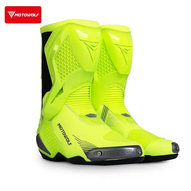 Motowolf Motorcycle Riding Boots Motobike Riding Shoes High-top Racing Boots Off-road Professional Four-season Rider Gear Men