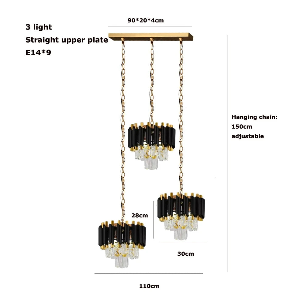 Villa Luxury Living Room Chandelier K9 Crystal Restaurant Pendant Lights Modern Ceiling Chandelier Dining Table Indoor Home Lamp