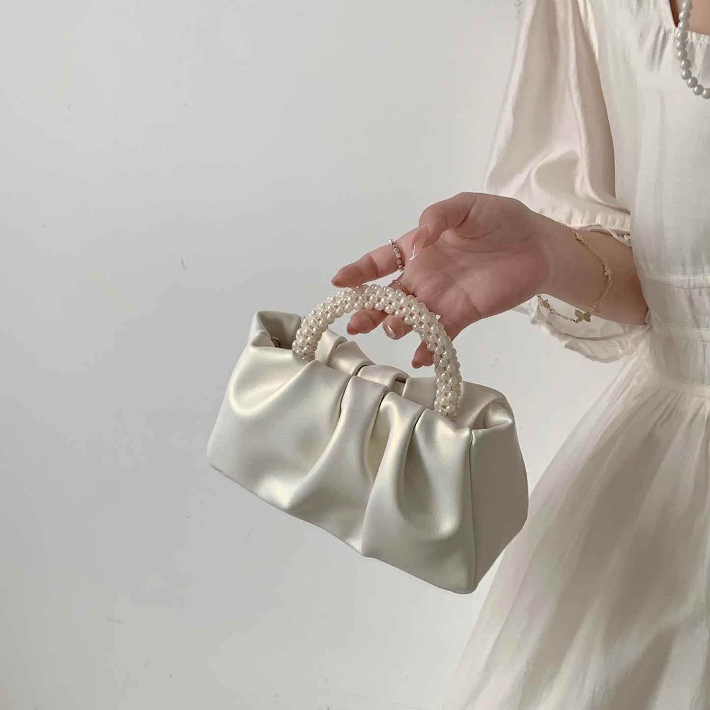 Fashion Pearl Handle Women Dinner Clutch Purse Handbags Luxury Design Ladies Square Shoulder Bags Female Small Messenger Bag