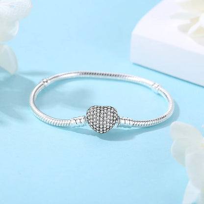 925 Sterling Silver Bracelets Bangles Original Love Heart Clasp Charms Beads Snake Chain Luxury DIY Jewelry For Women Gift