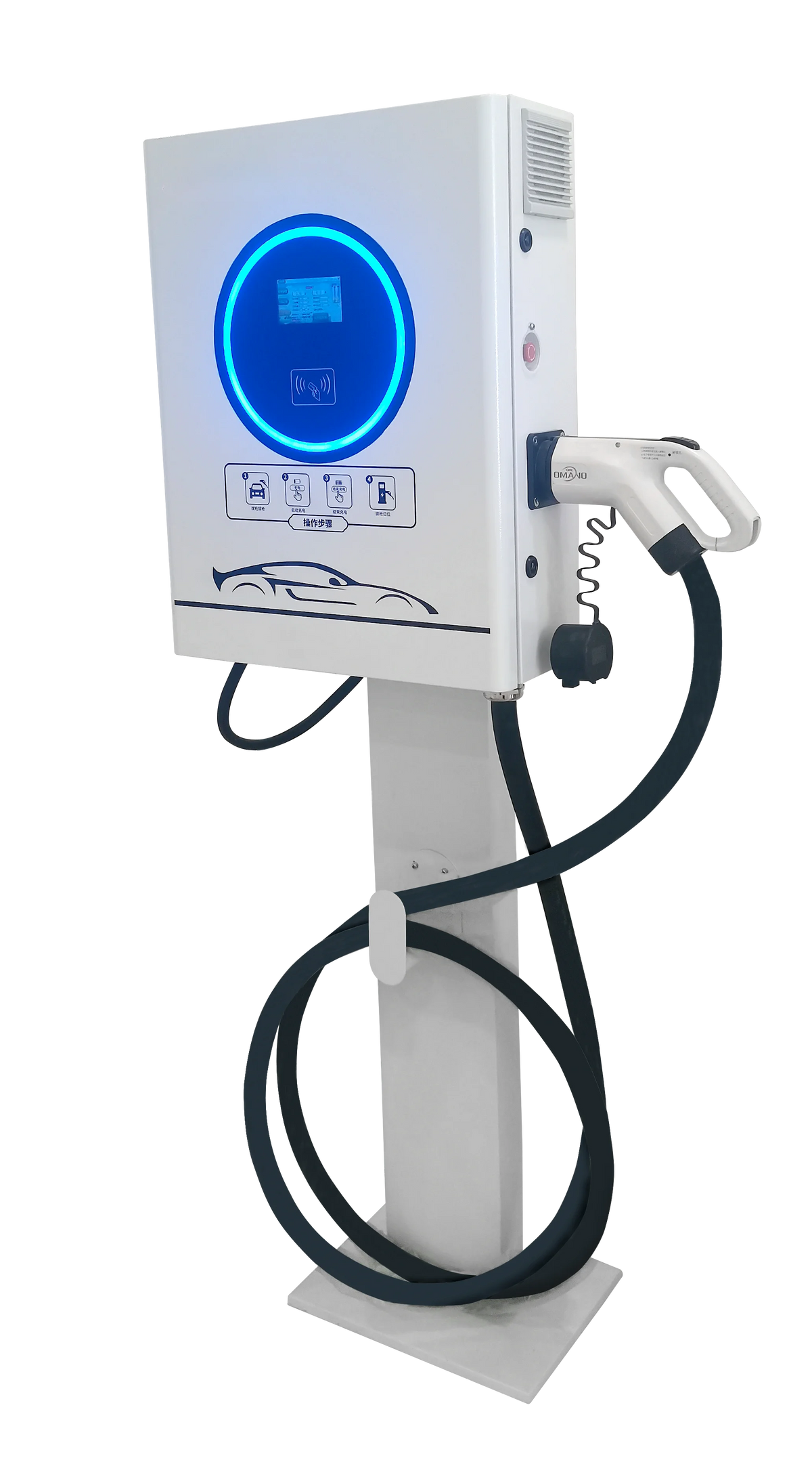 90kW DC EV Charger Station CCS2 Dual Gun Fast Charging Floor Mounted Smart APP WiFi 4G RFID IP54 OCPP 1.6J Fully Approved
