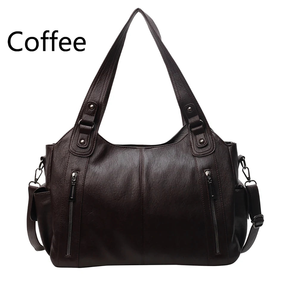 New Large Capacity Soft Leather Women's Handbag Fashion Trend Designer Women Shoulder Bag Simple Retro Female Travel Bags Sac