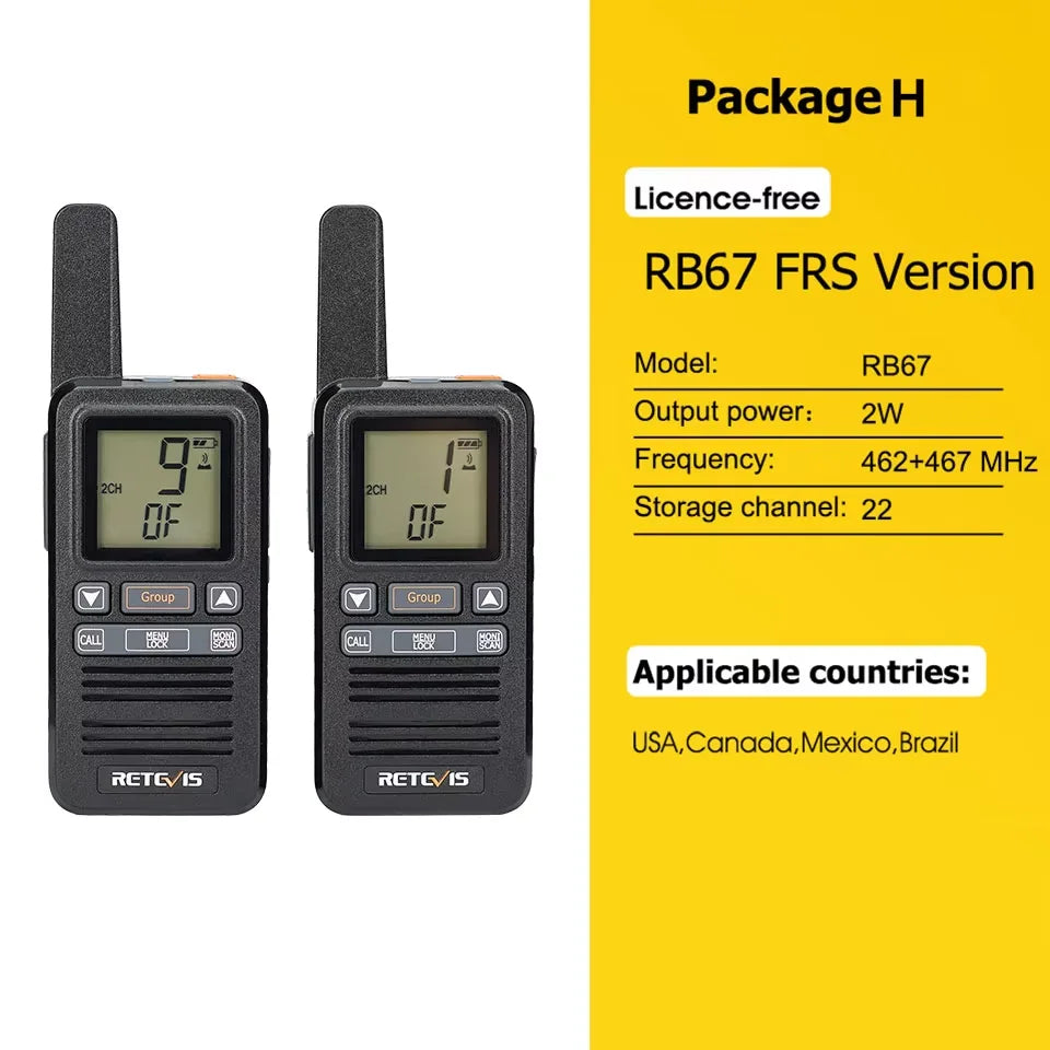 Retevis RB667 Walkie Talkie 2pcs/4pcs PMR446/FRS Portable Type-C Lincense-free Two Way Radio 1.44 Inch LCD Display for Camping