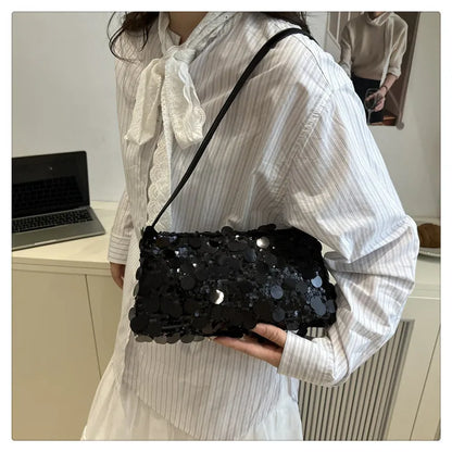 Sequin Evening Party Shoulder Bags for Women Lightweight Portable Ladies strap Crossbody Bag Solid Color fashion Female Handbag