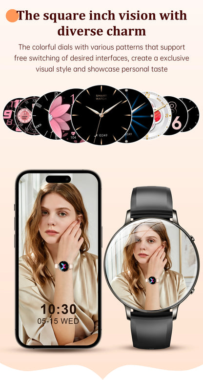 2026 durable women's new smartwatch with 1.32-inch AMOLED screen, language assistant, sports and health functions, women's watch