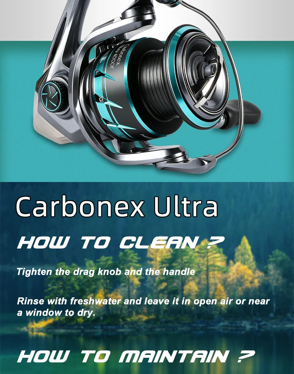 MIFINE CARBONEX ULTRALIGHT SPINNING Fishing Reel 6+1BB,Gear Ratio 5.2:1, 12KG Max Drag 800-4000 Series for Saltwater Freshwater