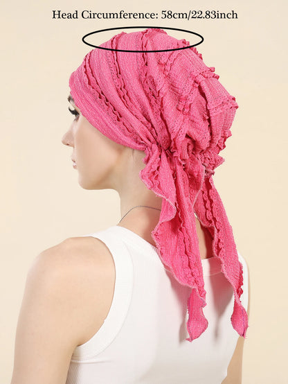 Ramadan Solid Color Turban Hijab Hats Long Tail Head Wraps Soft Elastic Muslim Hats Breathable Chemo Cap For Women Girls