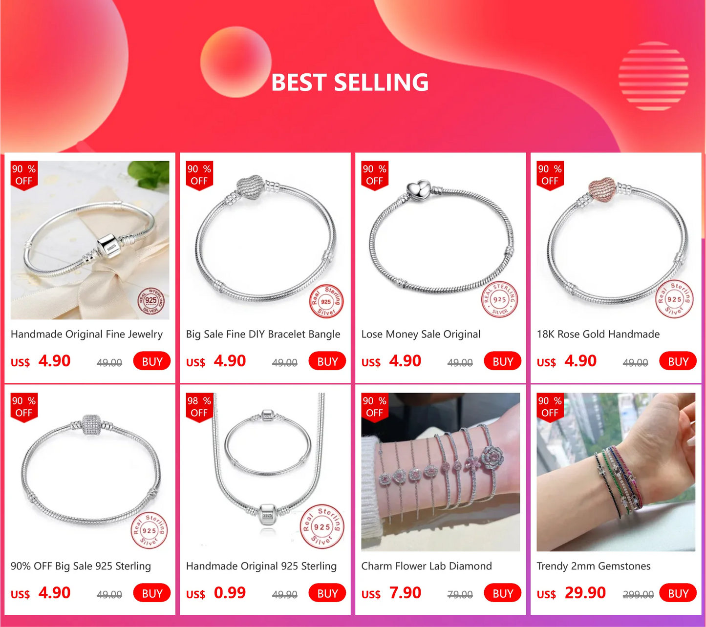 Handmade Original 925 Sterling Silver Necklace Bracelet Jewelry Set Bridal Party Sets Women Charm Bracelet Necklace Fine Jewelry