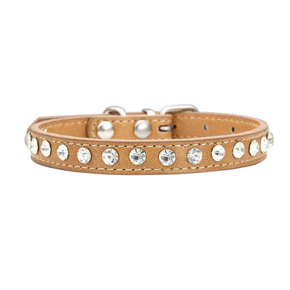 Personalized Rhinestones Dog Collar 16 Colors PU Leather for Small Dog Puppy Chihuahua Pink Pet Strap Necklace Pet Accessories