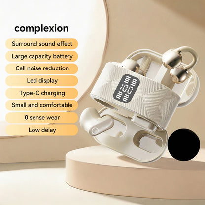 Couples Double Open Ear Clip Bluetooth Headset HiFi Subwoofer Long Battery Life Digital Fashion Plating Wireless In-Ear Earplugs