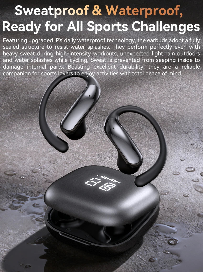 Tecsire Bluetooth Earphones Wireless Earbuds Open Ear Hook Headset HiFi Stereo Comfortable Waterproof For Sports Daily Use