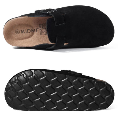 Kidmi New Cow Suede Women's Potato Shoes With Adjustable Strap Cork Insole Mules Outdoor Unisex Clogs Slippers With Arch Support