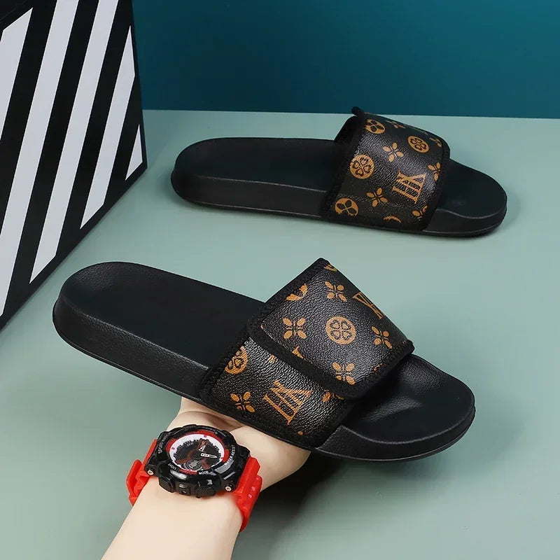 Men's Genuine Leather Sandals Comfortable Man Sandal House Slippers Man Summer Shoes Sale Genuine Mens Slipper Flip Flop Slides